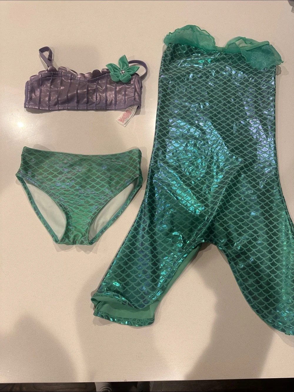 Mermaid/Ariel Sequin Swimsuit Set - Green & Purple